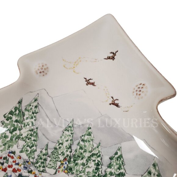 JULISKA BERRY & THREAD NORTH POLE 15" CERAMIC TREE PLATTER CHRISTMAS SANTA THEME - Picture 4 of 13